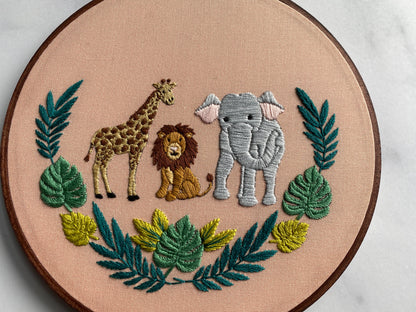 Hand Embroidery Kit - Jungle Pals in Peach