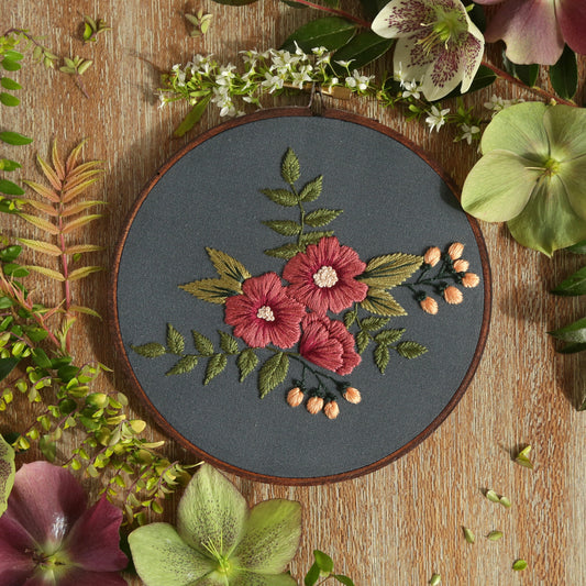 Hand Embroidery Kit - Madelyn In Dark Gray