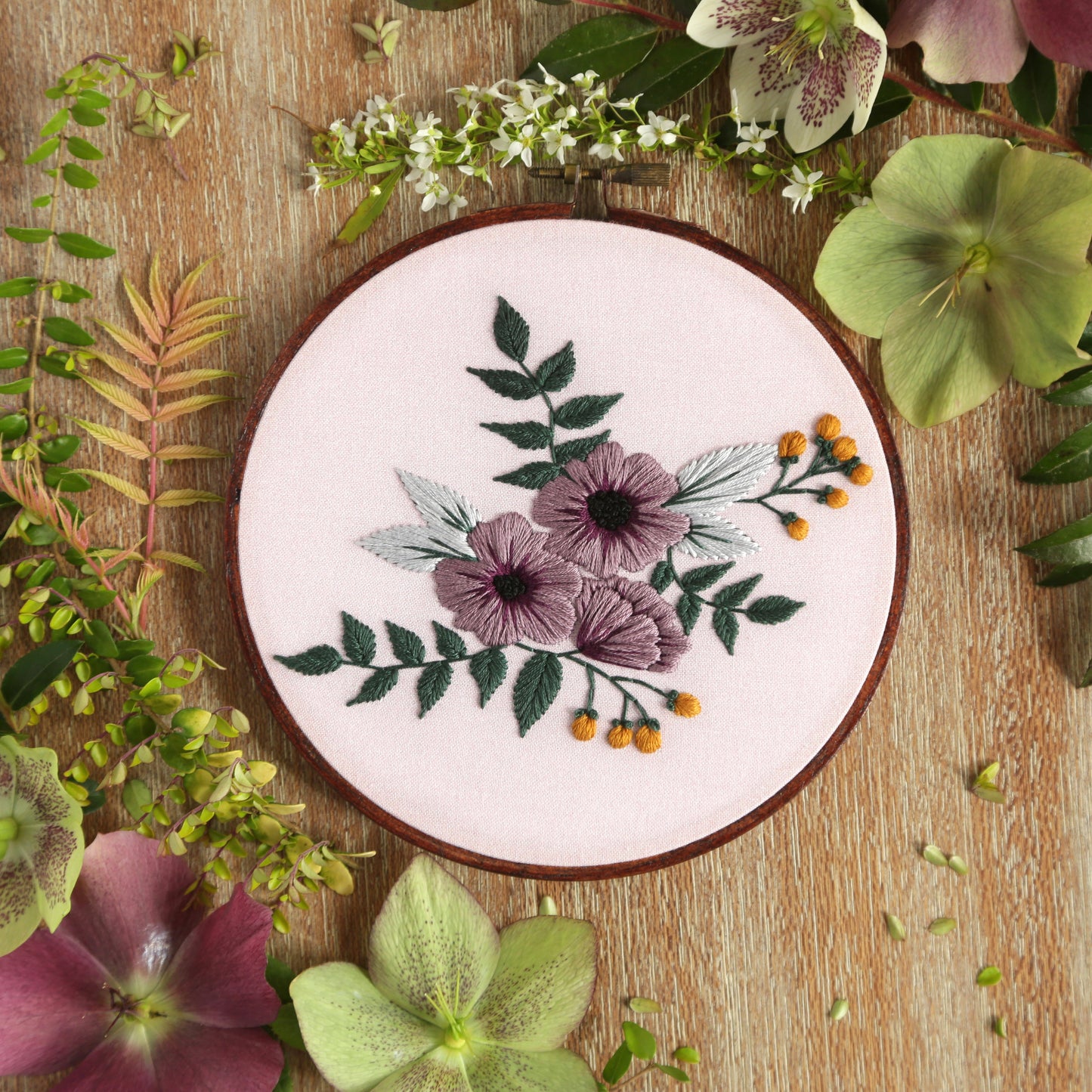 Hand Embroidery Kit - Madelyn In Pink