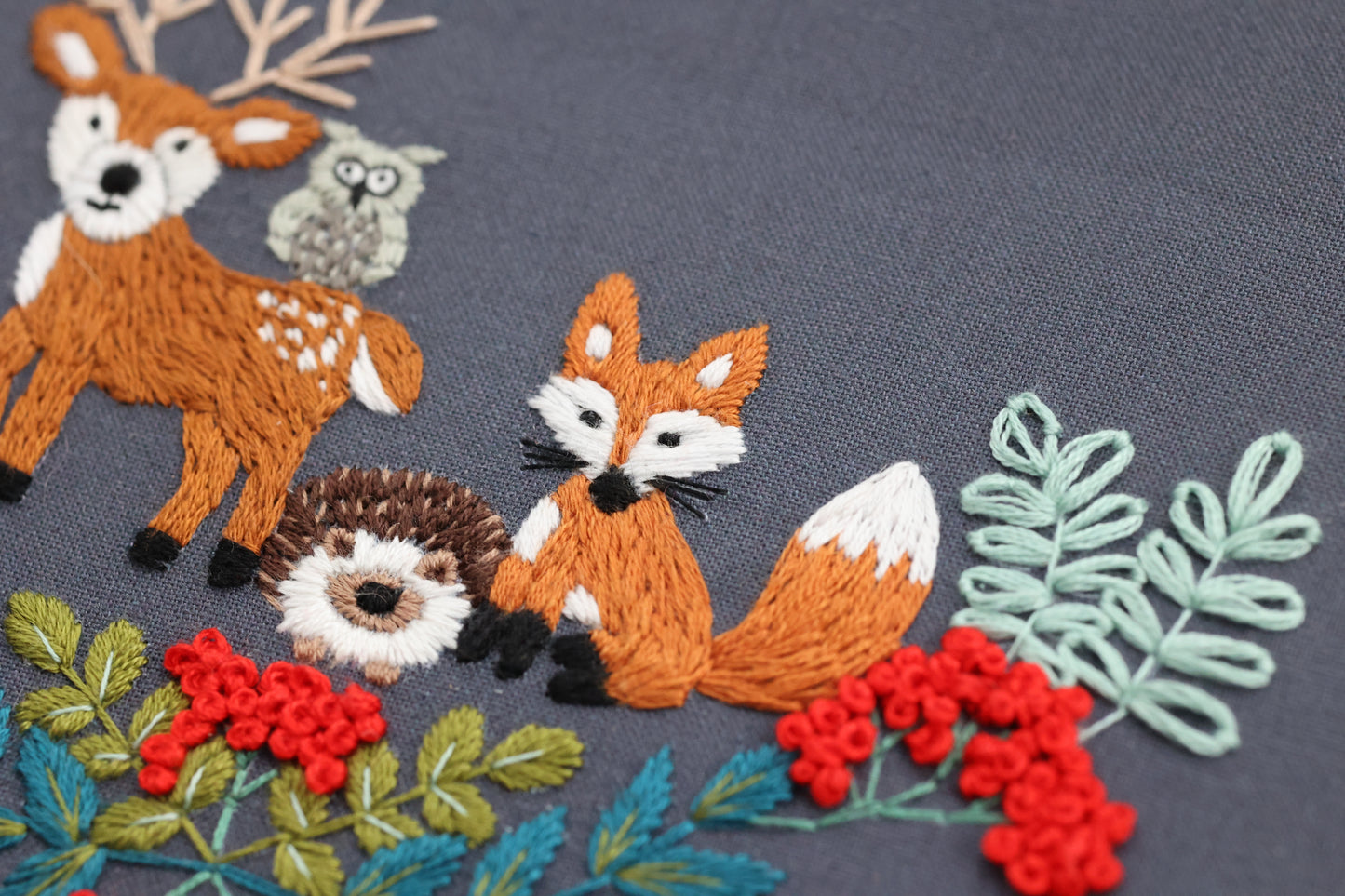 Hand Embroidery Kit - Forest Friends in Navy