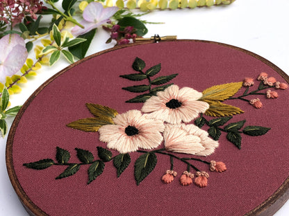 Hand Embroidery Kit - Madelyn In Deep Red
