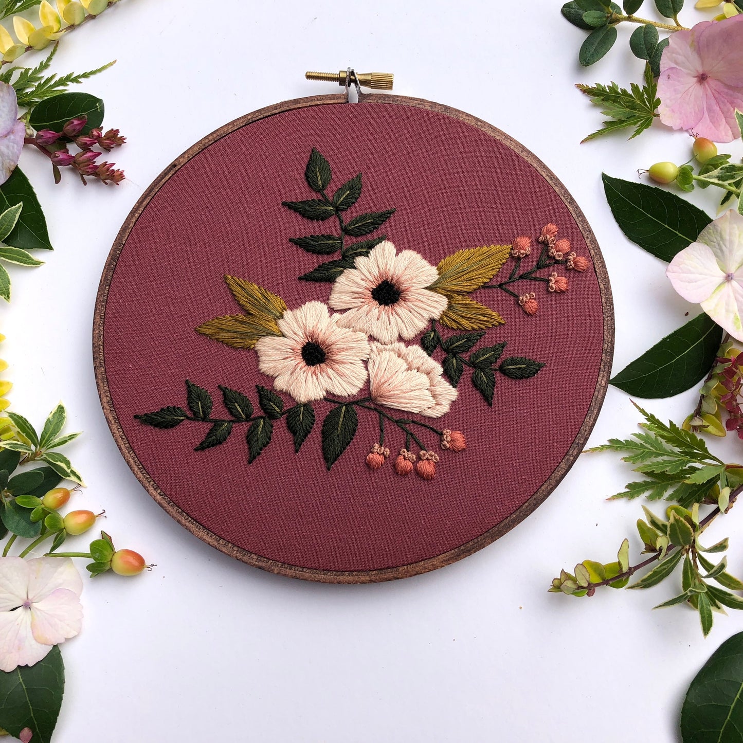 Hand Embroidery Kit - Madelyn In Deep Red