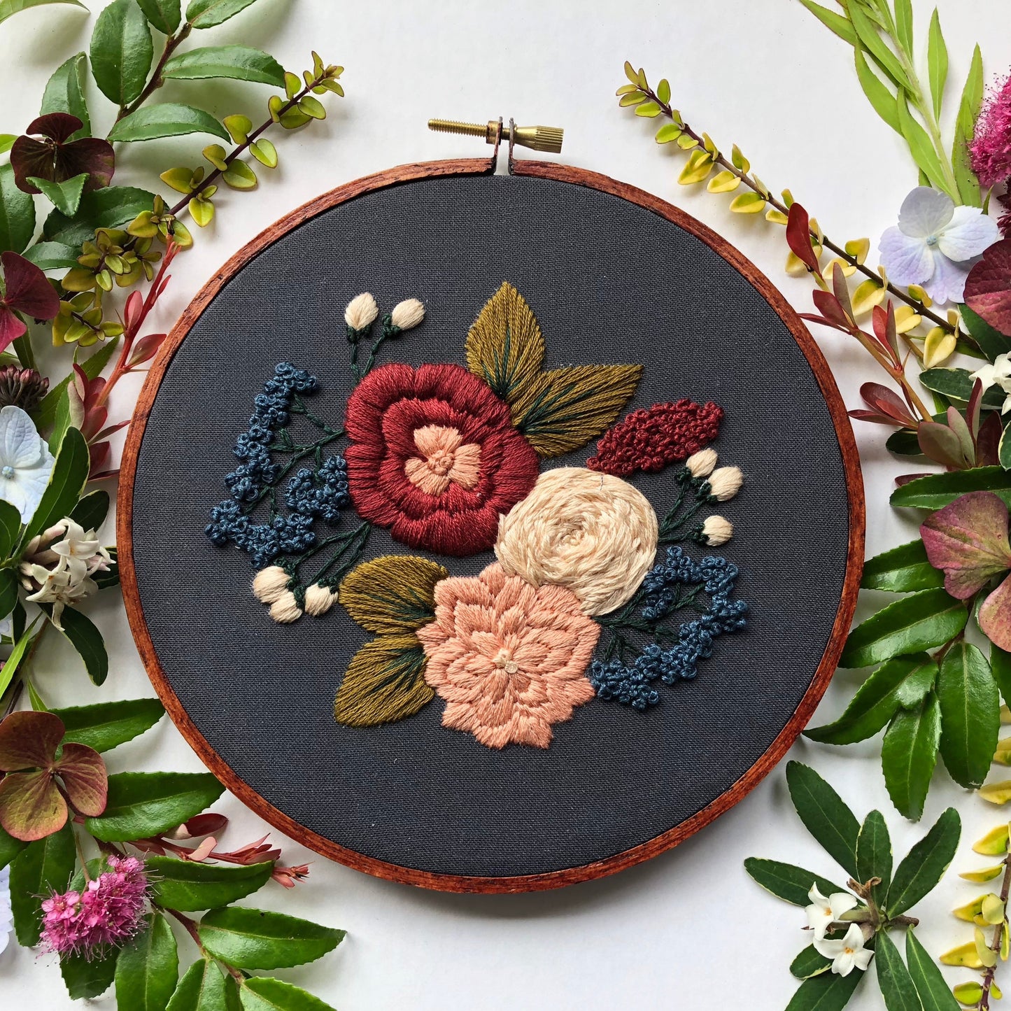 Hand Embroidery Kit - Charlotte in Dark Gray