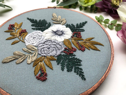 Hand Embroidery Kit - Violette Olive in Sage