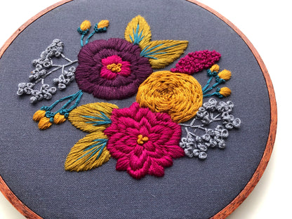 Hand Embroidery Kit - Charlotte in Blue Gray