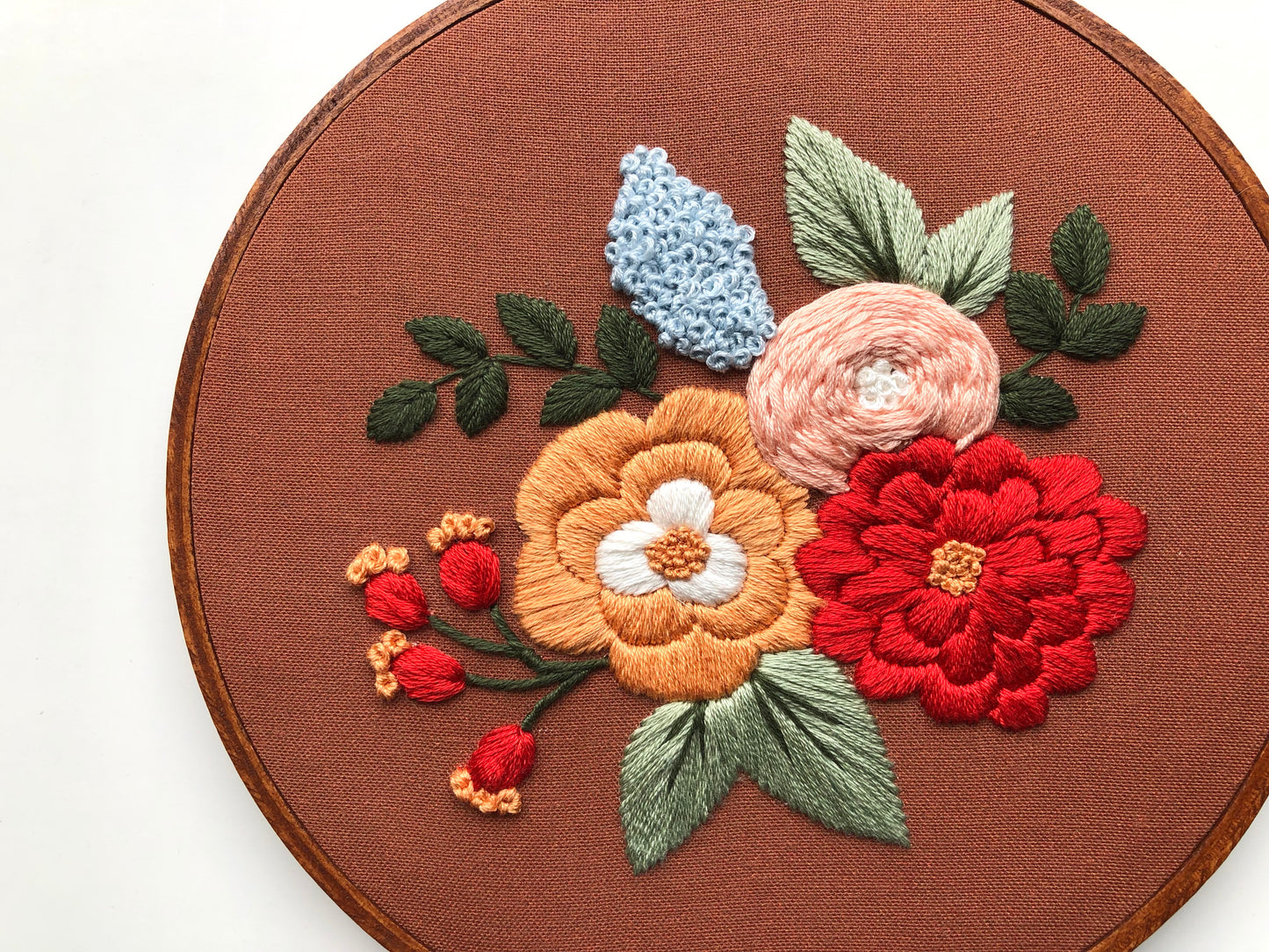Hand Embroidery Kit - Hannah Rose in Rust