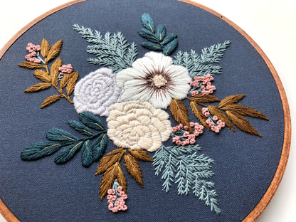 Hand Embroidery Kit - Violette Olive in Navy
