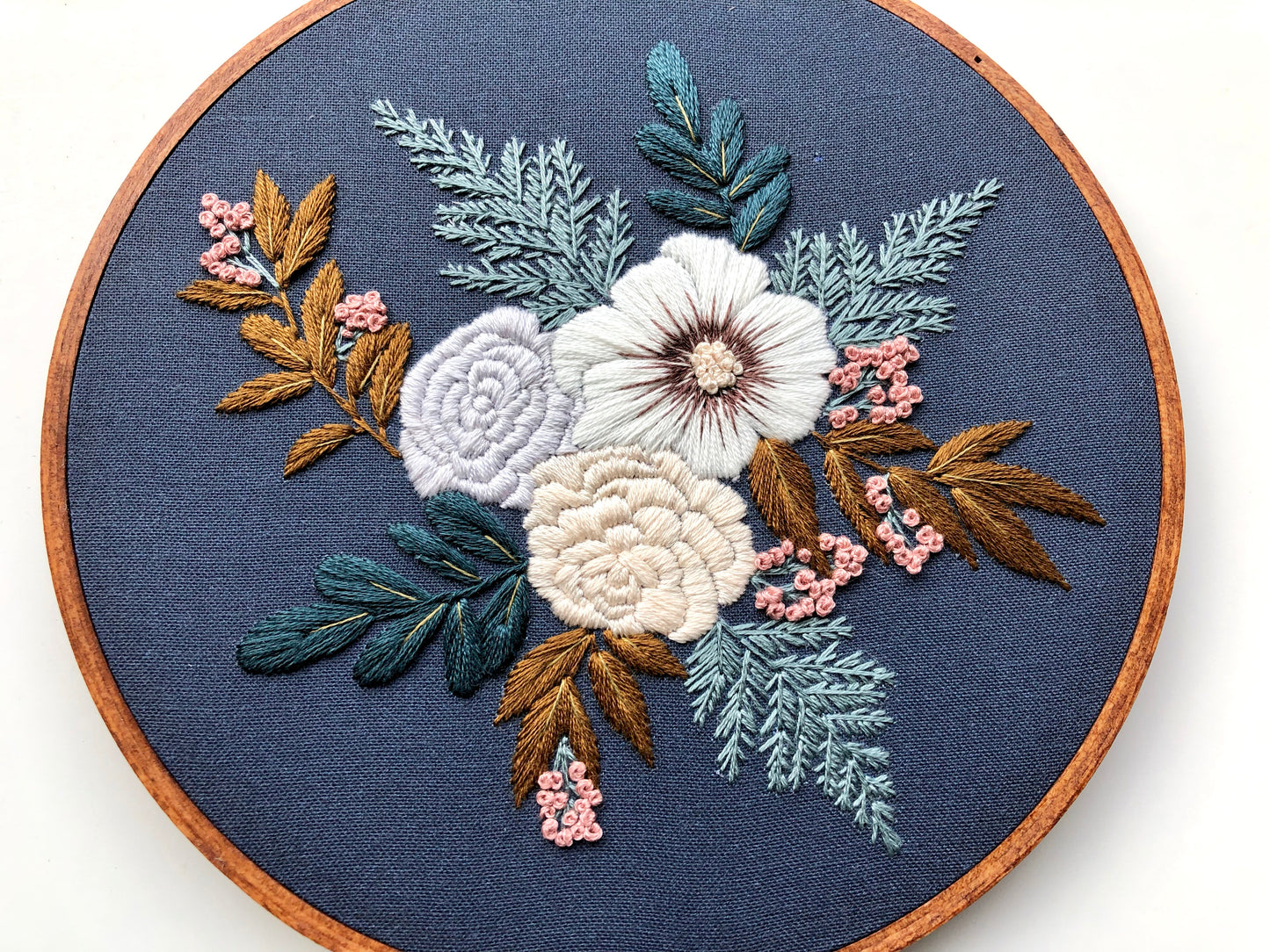Hand Embroidery Kit - Violette Olive in Navy