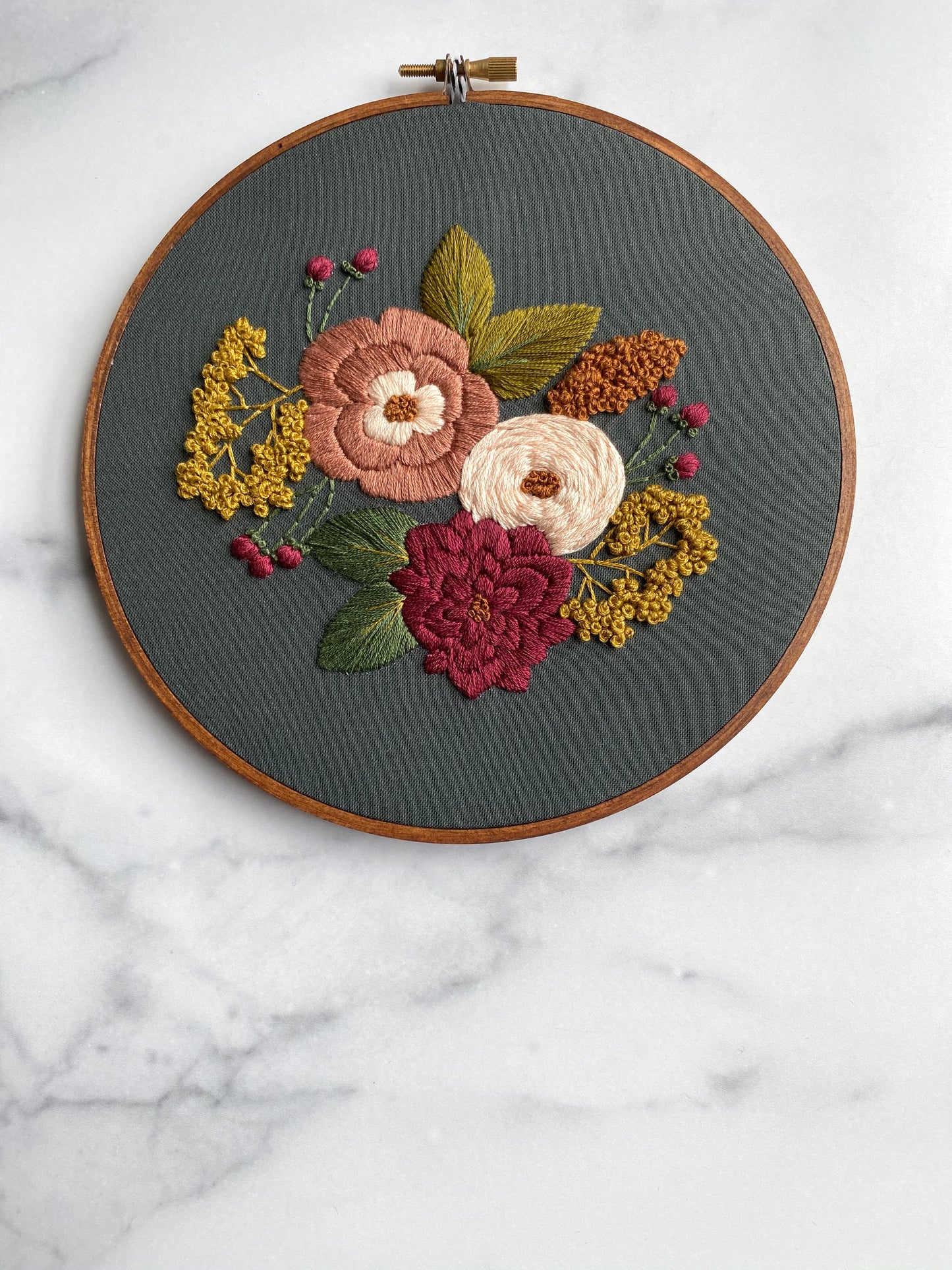 Hand Embroidery Kit - Charlotte in Green Gray
