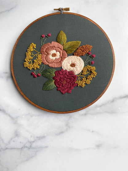 Hand Embroidery Kit - Charlotte in Green Gray