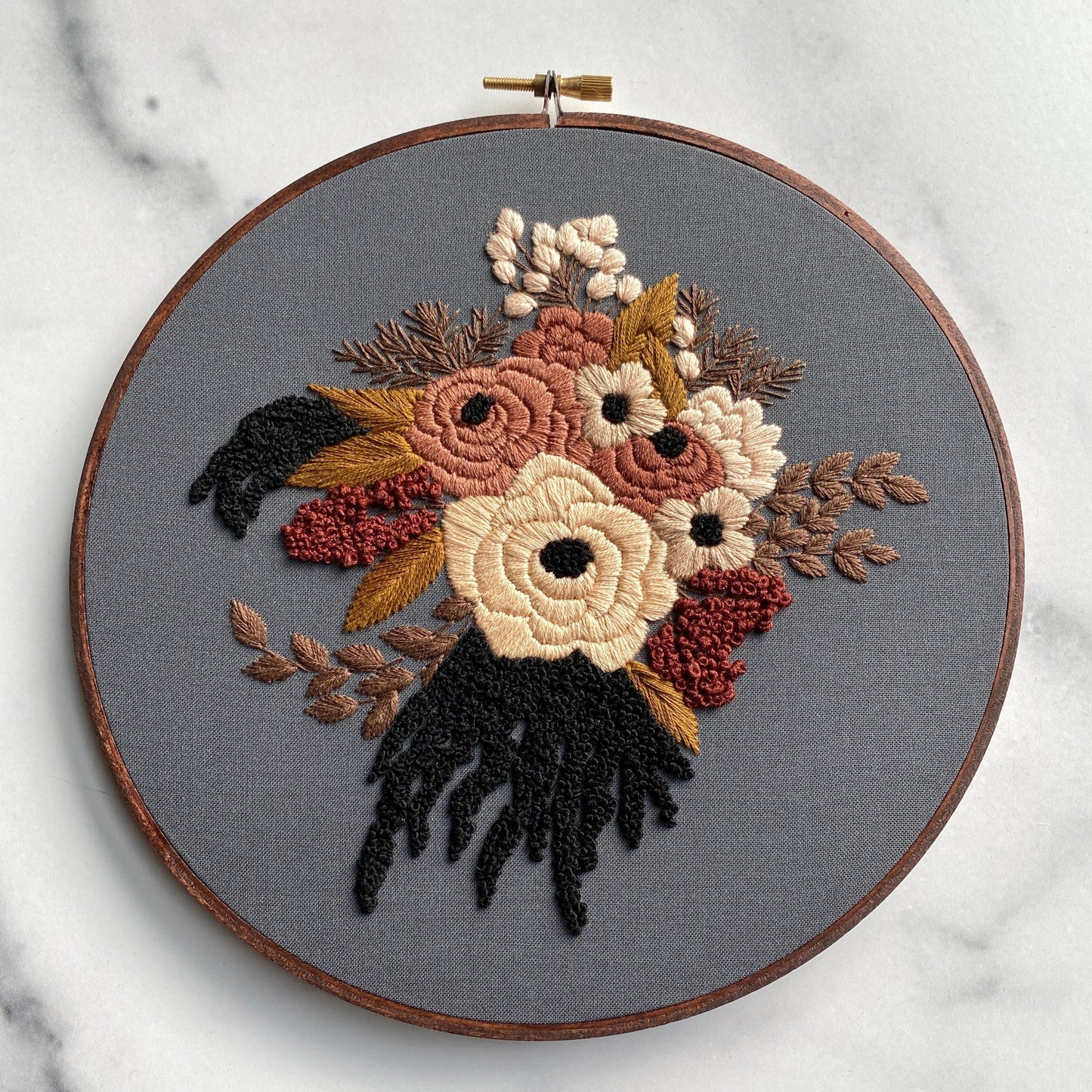 Hand Embroidery Kit - Nora in Dark Gray