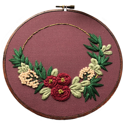 Hand Embroidery Kit - Hayden in Burgundy