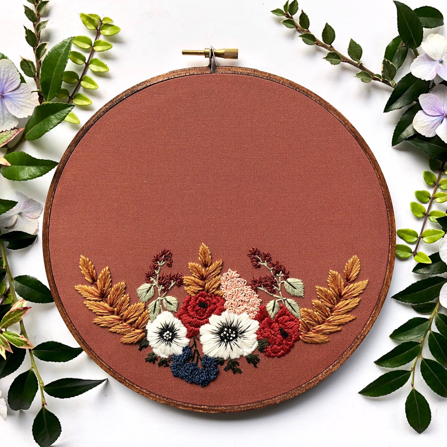 Hand Embroidery Kit - Hollis in Rust
