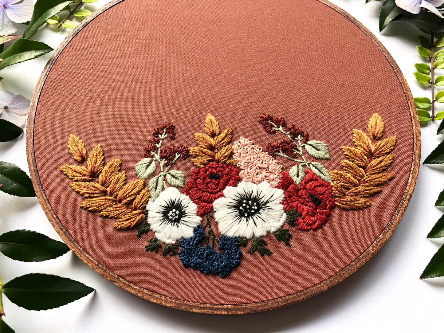 Hand Embroidery Kit - Hollis in Rust