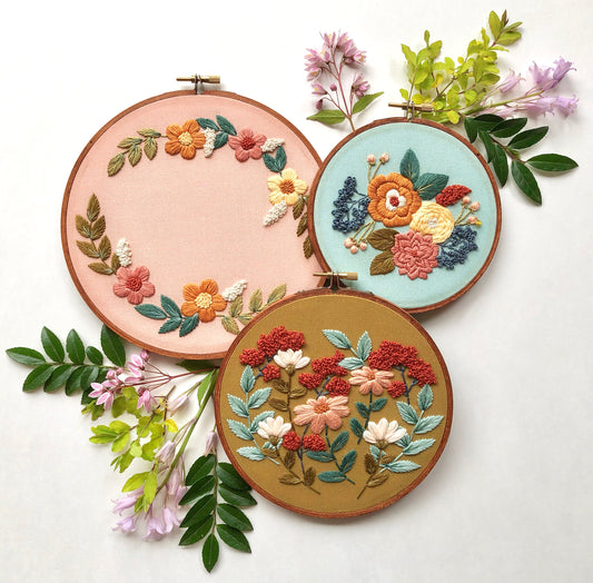 Hand Embroidery Kit - Three Designs in One Kit
